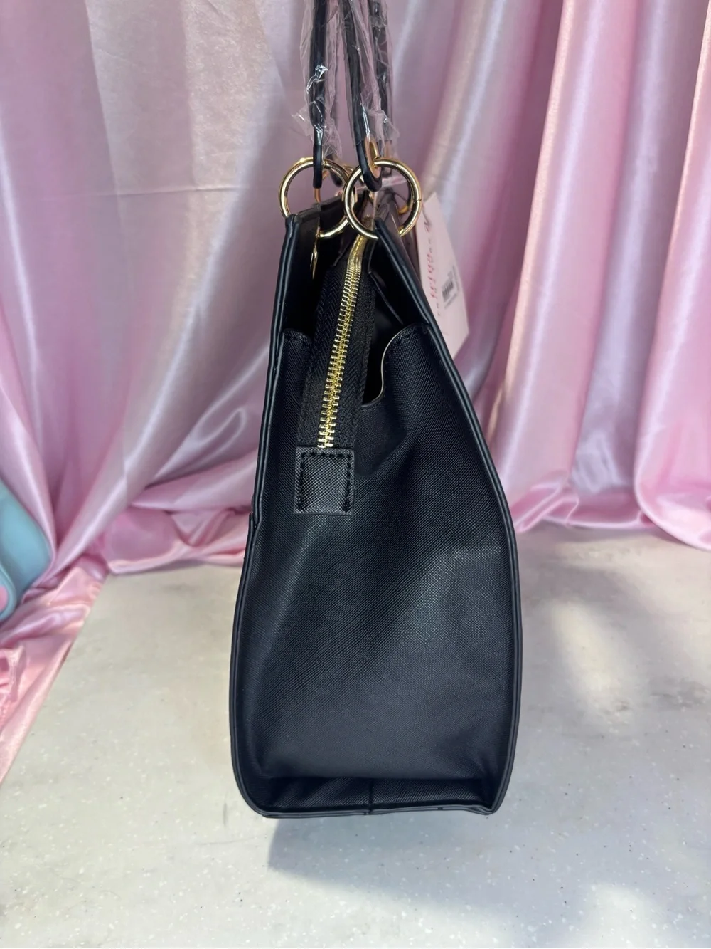 Trina Turk Black Structured Top-Handle with crossbody strap